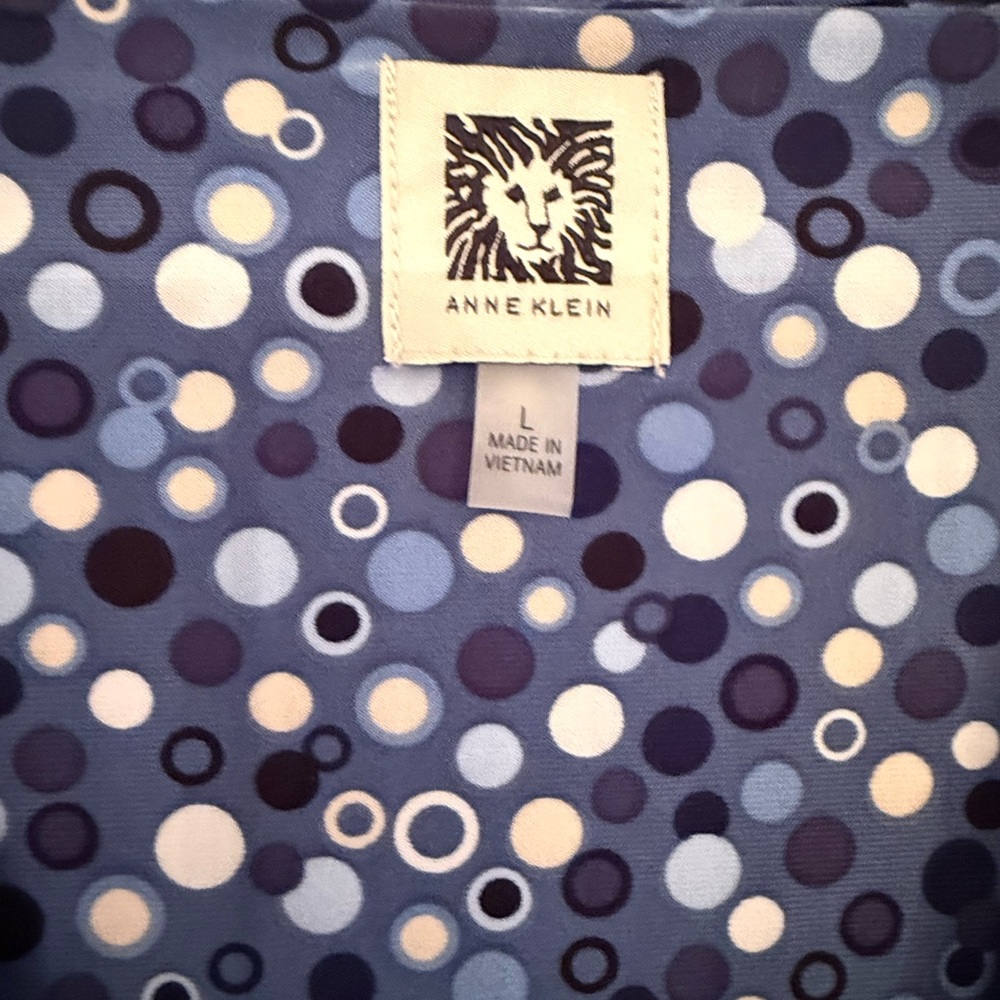 Anne Klein Blue Dot Print Wrap Style Dress - Picture 3 of 3